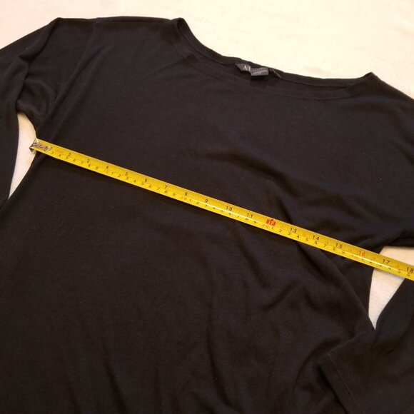 Armani Exchange Asymmetrical Hem Black Long Sleeve Top Small Wool Shirt/Dress S - Picture 12 of 12